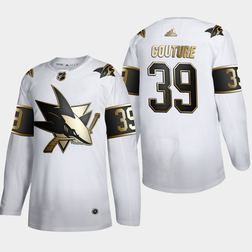 San Jose Sharks #39 Logan Couture Men Adidas White Golden Edition Limited Stitched NHL Jersey